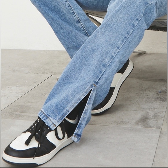 PLT Mid Blue Wash Split Hem Straight Leg Jeans - Picture 2 of 13